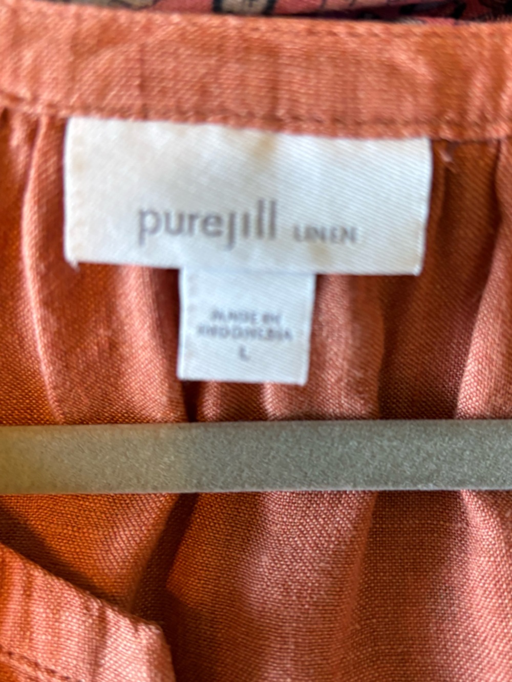 J. Jill Rust 100% Linen Tunic | Button Front Breezy Summer Top Sz L - Picture 2 of 9